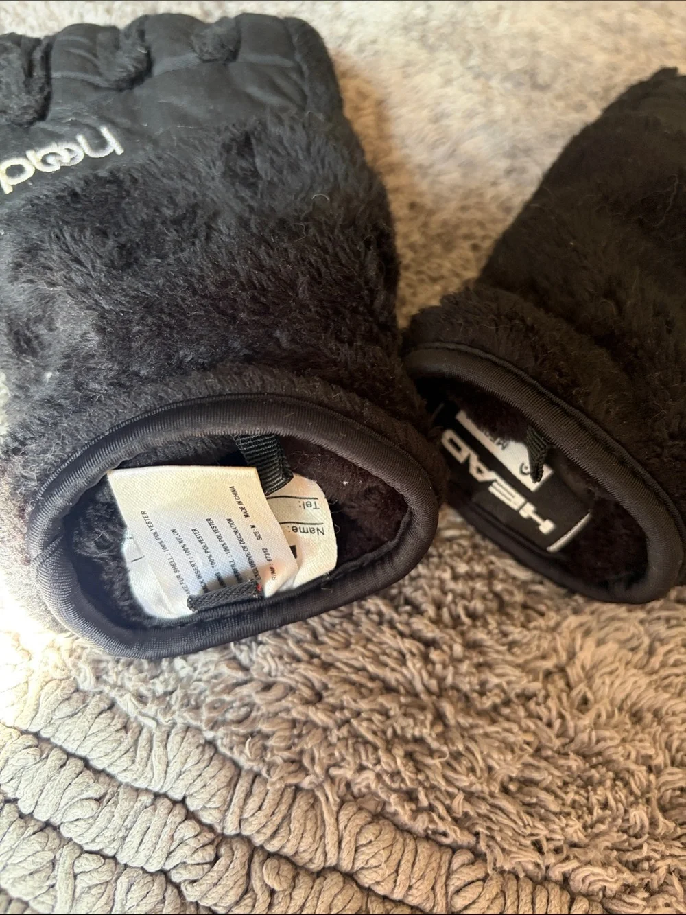 Head Black Fleece-Trim Ski Mittens-Kids M